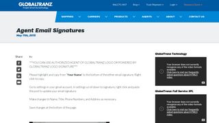 Agent Email Signatures - GlobalTranz