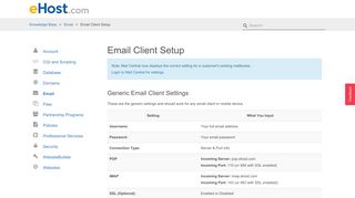 Email Client Setup - eHost