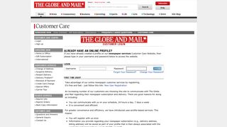 Login - Customer Care - The Globe and Mail