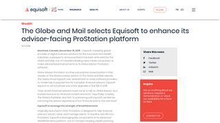 Wealth The Globe and Mail selects Equisoft to enhance its advisor ...