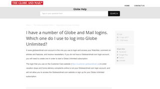 I have a number of Globe and Mail logins. Which one do I use to log ...