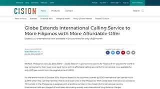 CNW | Globe Extends International Calling Service to More Filipinos ...