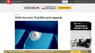 Globe Investor Watchlist gets upgrade - The Globe and Mail