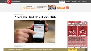 Where can I find my old Watchlist? - The Globe and Mail