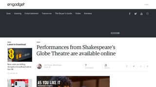 Performances from Shakespeare's Globe Theatre are available online