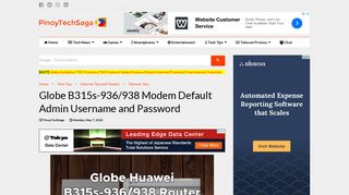 Globe B315s-936/938 Modem Default Admin Username and ...