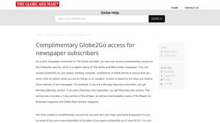 Complimentary Globe2Go access for newspaper subscribers ...