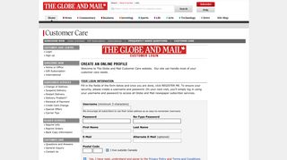 Login - Customer Care - The Globe and Mail