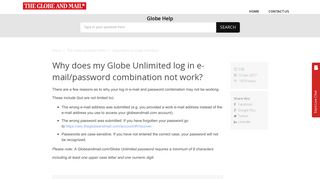 Why does my Globe Unlimited log in e-mail/password combination not ...