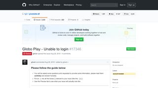 Globo Play - Unable to login · Issue #17346 · rg3/youtube-dl · GitHub