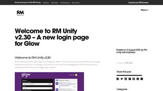 Welcome to RM Unify v2.30 – A new login page for Glow - RM Education