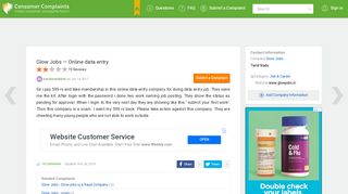 Glow Jobs — Online data entry - Indian Consumer Complaints Forum