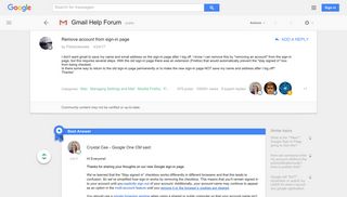 Remove account from sign-in page - Google Product Forums