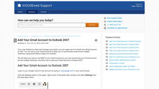 Add Your Gmail Account to Outlook 2007 : iHOUSEweb Support
