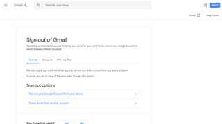 Sign out of Gmail - Android - Gmail Help - Google Support