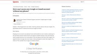 How to access my Google or Gmail account without my phone - Quora