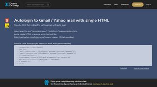 Autologin to Gmail / Yahoo mail with single HTML - Experts Exchange