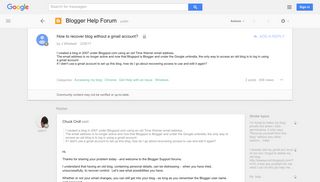 How to recover blog without a gmail account? - Google Product Forums