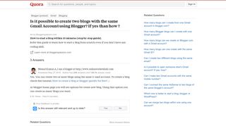 Is it possible to create two blogs with the same Gmail Account ...