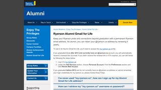 Alumni Gmail for Life - Alumni - Ryerson University