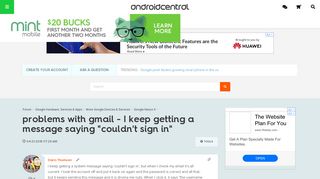 problems with gmail - I keep getting a message saying 