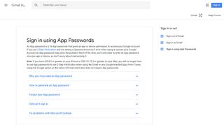 Sign in using App Passwords - Gmail Help - Google Support