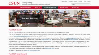 Student Information > Student Account | Cal State Northridge - CSUN