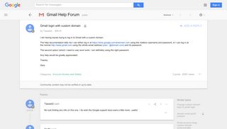 Gmail login with custom domain - Google Product Forums