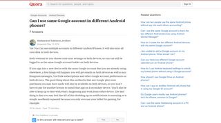 Can I use same Google account in different Android phones? - Quora