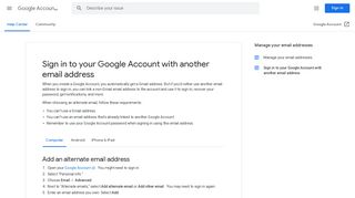 Sign in to your Google Account with another email address ...