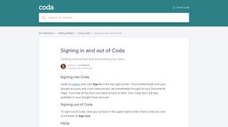 Signing in and out of Coda | Coda Help Center