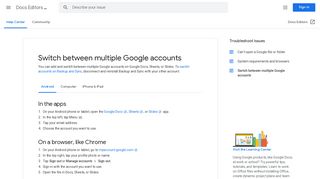 Switch between multiple Google accounts - Android - Docs Editors Help