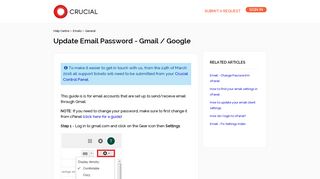 Update Email Password - Gmail / Google – Help Centre - Crucial