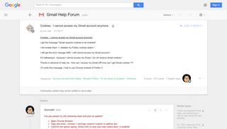 Cookies : I cannot access my Gmail account anymore - Google ...