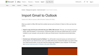 Import Gmail to Outlook - Office Support