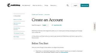 Create an Account - MailChimp