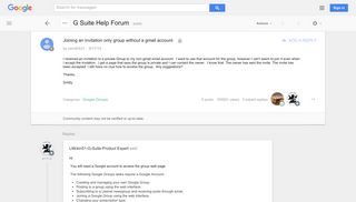 Joining an invitation only group without a gmail account - Google ...