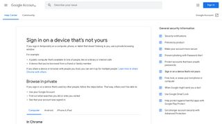 Sign in on a device that's not yours - Computer - Google Account Help