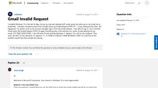 Gmail Invalid Request - Microsoft Community