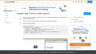 Google+ Sign-In Error: invalid_request - Stack Overflow