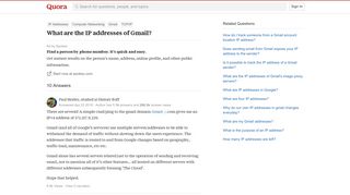 What are the IP addresses of Gmail? - Quora