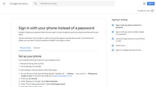 Sign in with your phone instead of a password - iPhone & iPad ...