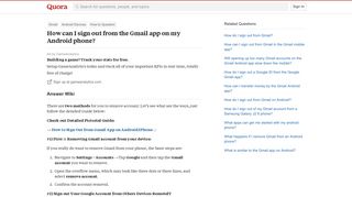 How to sign out from the Gmail app on my Android phone - Quora