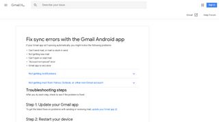 Fix sync errors with the Gmail Android app - Gmail Help