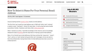 How To Select A Name For Your Personal Email Address