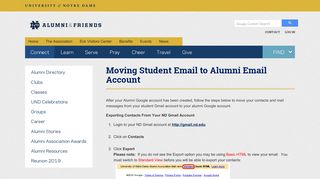 myNotreDame - Moving Student Email to Alumni Email Account