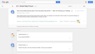 How do we enable 'preview pane' in the new gmail (may 2018 ...