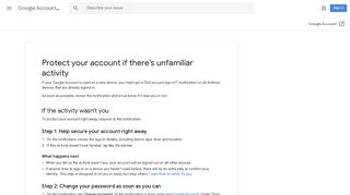 Protect your account if there's unfamiliar activity - Google Account Help