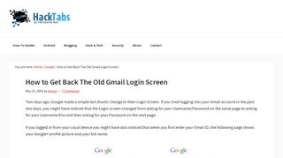 How to Get Back The Old Gmail Login Screen - HackTabs