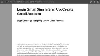 Login Gmail Sign in Sign Up: Create Gmail Account